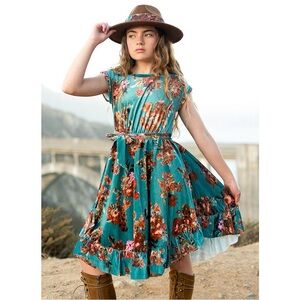 NWT Joyfolie Mia Joy Amoura Dress in Agean Ikat Girl’s Size 7